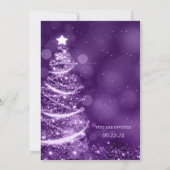 エレガントなパープルのクリスマスツリー 会社のホリデーシーズン 招待状 (裏面)