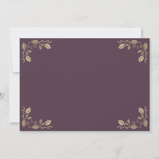 エレガントなパープルのホリーベルズ クリスマス ホリデーパーティー 招待状 (裏面)