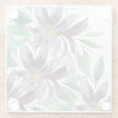 エレガントなパープルのレース蓮の水彩画 ガラスコースター (裏面)