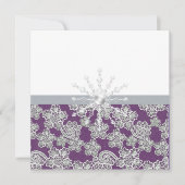 エレガントなパープルのレース ウェディング 招待状 (正面)