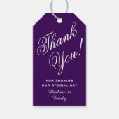 エレガントなパープルの感謝を込めたウェディングギフト ギフトタグ (正面)