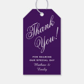 エレガントなパープルの感謝を込めたウェディングギフト ギフトタグ (裏面)