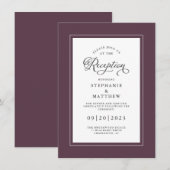エレガントなパープルの結婚式の披露宴　おしゃれなボーダー エンクロージャーカード (正面/裏面)
