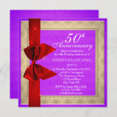 エレガントなパープルの結婚記念日招待状 招待状 (正面/裏面)