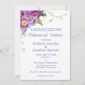 エレガントなパープルの芍薬の花の彩り豊かなリハーサルディナー 招待状 (正面)