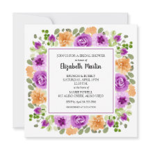 エレガントなパープルの花のブライダルシャワー