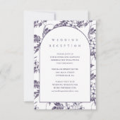 エレガントなパープルの花の結婚式の受付カード (正面)