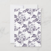 エレガントなパープルの花の結婚式の受付カード (裏面)