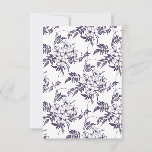 エレガントなパープルの花の結婚式の受付カード (裏面)