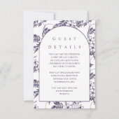 エレガントなパープルの花の結婚式ゲスト詳細 (正面)