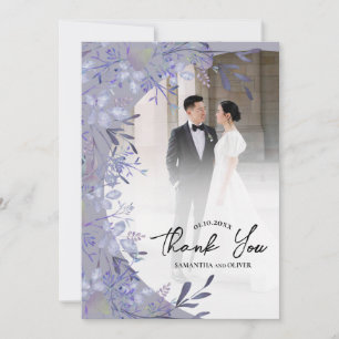 エレガントなパープルの花の結婚式感謝写真カード セーブザデート