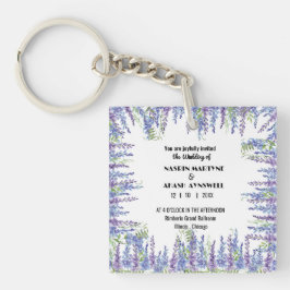 エレガントなパープルの花の結婚式 キーホルダー