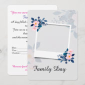 エレガントなパープルの花柄ファミリーデーグリーティングカード 招待状 (正面/裏面)