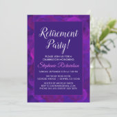 エレガントなパープルの退職パーティー招待状 招待状 (スタンド正面)