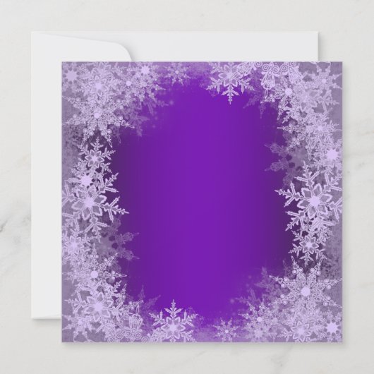 エレガントなパープルの雪の結晶クリスマスパーティー 招待状 (裏面)