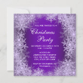 エレガントなパープルの雪の結晶クリスマスパーティー 招待状 (正面)