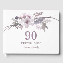 エレガントなパープルウィンターフローラル90歳の誕生日パーティー