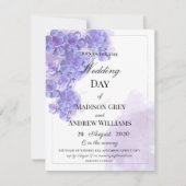 エレガントなパープルウォーターカラーサボテン ウェディング 招待状 (正面)