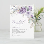 エレガントなパープルウォーターカラーフラワーブライダルシャワー 招待状 (スタンド正面)