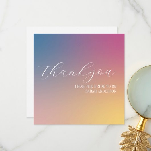 エレガントなパープルグラデーションの結婚式前お祝いカード サンキューカード (正面/裏面インサイチュ)