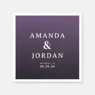 エレガントなパープルグラデーションの結婚式招待状 スタンダードカクテルナプキン
