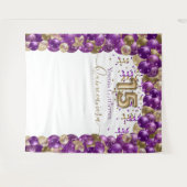 エレガントなパープルゴールドバルーンアーチのキンセアニエラ タペストリー (正面(横))