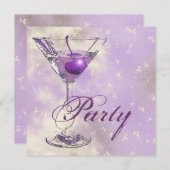 エレガントなパープルピンクのフォーマルパーティ 招待状 (正面/裏面)