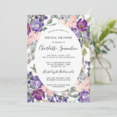 エレガントなパープルピンクの花のブライダルシャワー 招待状 (スタンド正面)