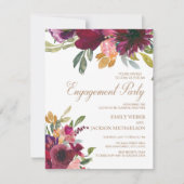 エレガントなパープルピンクゴールドの花のスクリプトエンゲージメント 招待状 (正面)