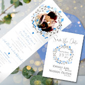 エレガントなパープルピーオニーフラワーのウェディング 三つ折り招待状