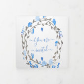 エレガントなパープルピーオニー花のウェディング 三つ折り招待状 (カバー)