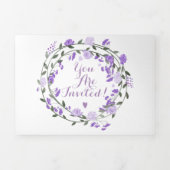 エレガントなパープルピーオニー花の結婚式の三つ折り招待状 三つ折り招待状 (カバー)