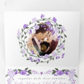 エレガントなパープルピーオニー花の結婚式の三つ折り招待状 三つ折り招待状 (内部最初)