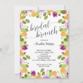 エレガントなパープルフラワーのウェディングシャワー 招待状 (正面)