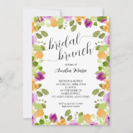 エレガントなパープルフラワーのウェディングシャワー 招待状