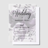 エレガントなパープルフラワーのカリグラフィー結婚式 ベラム紙招待状 (オフセット)