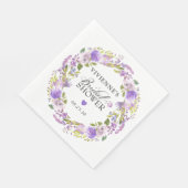 エレガントなパープルホワイトの花のブライダルシャワー スタンダードランチョンナプキン (角)