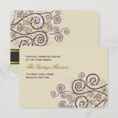 エレガントなパープルボホスパイラル結婚式の招待状 招待状 (正面/裏面)