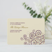 エレガントなパープルボホスパイラル結婚式の招待状 招待状 (スタンド正面)