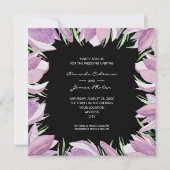 エレガントなパープルマグノリアのウェディング 招待状 (正面)