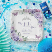 エレガントなパープルライラックの花と蝶のキニエニエラ ペーパープレート (パーティー)