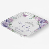 エレガントなパープルライラックの花と蝶のキニエニエラ ペーパープレート (傾斜あり)