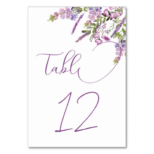 エレガントなパープルライラックの花のウェディングテーブルナンバー テーブルナンバー (裏面)