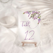 エレガントなパープルライラックの花のウェディングテーブルナンバー テーブルナンバー