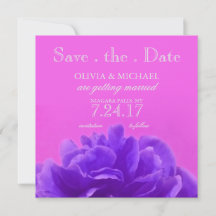 エレガントなパープルラズベリーの花のSave The Date