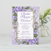 エレガントなパープルローズのブライズシャワー招待状 招待状 (スタンド正面)