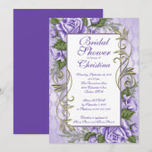 エレガントなパープルローズのブライズシャワー招待状 招待状 (正面/裏面)