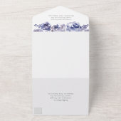 エレガントなパープルローズの花束 ウインターバージョンのイブニングウェディング オールインワン招待状 (外側)