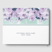 エレガントなパープル&ターコイズ フラワー ボーダー ベイビー シャワー ゲストブック (裏面)