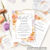 エレガントなパープル、ピーチ、ブッシュのブライズシャワー 招待状